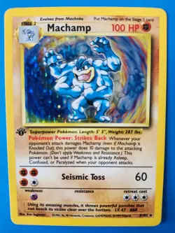 Pokemon TCG Machamp 8/102 Base Set 1st Edition Holo Rare Vintage 1999 WOTC - Image 1