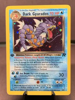 Pokemon TCG 1st Edition Dark Gyarados 8/82 Team Rocket Holo Rare VTG WOTC Swirl - Image 1
