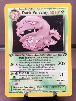 Pokemon TCG 1st Edition Dark Weezing 14/82 Team Rocket Holo Rare VTG WOTC NM - Image 1
