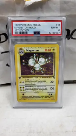 1999 MAGNETON 1ST EDITION HOLO RARE FOSSIL POKEMON TCG PSA 8 NM-MT #11/62 - Image 2