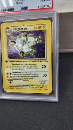 1999 MAGNETON 1ST EDITION HOLO RARE FOSSIL POKEMON TCG PSA 8 NM-MT #11/62 - Image 3