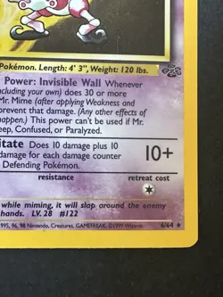 1999 Pokemon Jungle Mr. Mime 6/64 | Holo Rare Vintage WOTC TCG | MP - Image 4