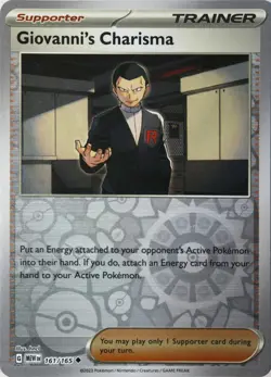 Pokemon - 161/165 Giovanni's Charisma - Scarlet & Violet 151 - Reverse Holo - NM - Image 1