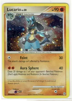 Pokemon TCG 2007 Lucario Lv 30 6/130 Diamond and Pearl Holo 2007 Rare LP - Image 1