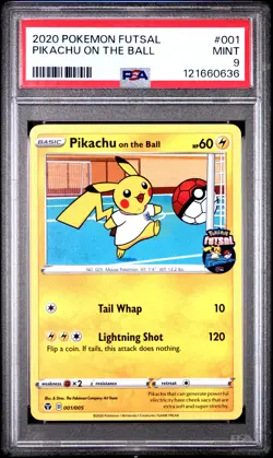 2020 POKEMON FUTSAL #001 PIKACHU ON THE BALL PSA 9 - Image 1