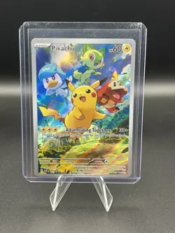 Pokemon Pikachu Adventuring Together 027 Holo Promo Card SVP TCG English 2023 - Image 1