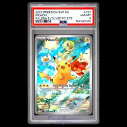 Pokemon Card PSA 8 Pikachu SVP 027 Center ETB PC Stamped Promo FA 2023 - Image 1