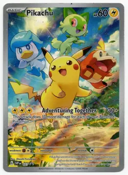 Pokemon Pikachu 027 Adventuring Together Promo Holo Full Art Sv Scarlet Violet - Image 1