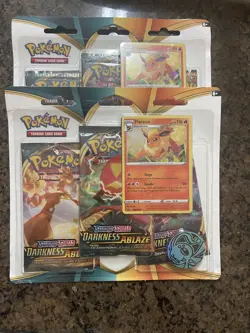 Pokemon TCG Sword & Shield Darkness Ablaze Flareon 3-Pack Blister Sealed lot 2 820650807169 - Image 1