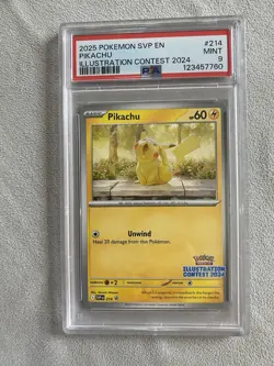 2025 POKEMON SVP EN-SV BLACK STAR PROMO ILLUSTRATION CONTEST 2024 PIKACHU PSA 9 - Image 1