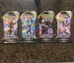 Pokemon TCG Sword & Shield Rebel Clash Sleeved Booster Pack Art Set (4) Packs - Image 1
