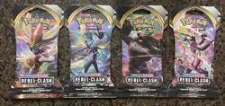 Pokemon TCG Sword & Shield Rebel Clash Sleeved Booster Pack Art Set (4) Packs - Image 2