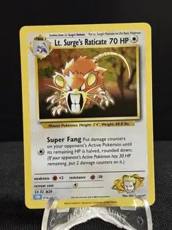 Pokemon Classic Collection Lt. Surge's Raticate Holo CLB 014/034 #26 - Image 1