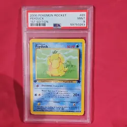 Pokemon TCG Team Rocket Psyduck 1st Edition #65/82 Regular Common 2000 PSA 9 - Image 1