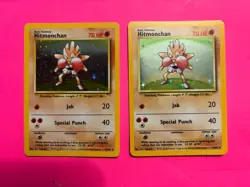 PAIR OF POKEMON CARDS -HITMONCHAN HOLO BASE SET VINTAGE CARDS COOL LOOK!! - Image 1