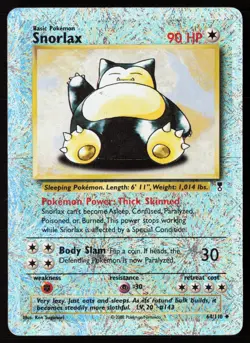 2002 Pokemon Legendary Collection Reverse Holo Foil Snorlax 64/110 LP MP - Image 1