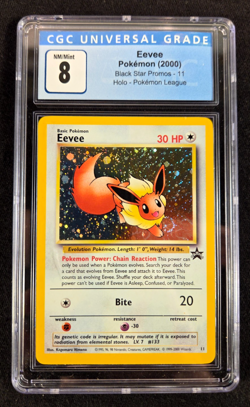 2000 Pokemon League Black Star Promo Holo Eevee #11 CGC MINT 8 SWIRL ! - Image 1