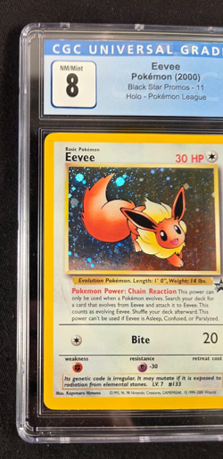 2000 Pokemon League Black Star Promo Holo Eevee #11 CGC MINT 8 SWIRL ! - Image 3