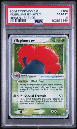 Pokemon EX Hidden Legends Vileplume ex Holo EN 100/101 2004 PSA 8 - Image 1