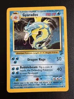 Pokemon TCG Card Gyarados 7/130 Base Set 2 Unlimited Holo Rare Vintage - HP - Image 1