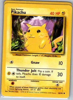 Pikachu 58/102 Non Holo Base Set - Pokemon Card - LP - Image 1