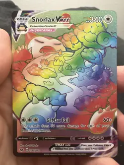 Pokemon TCG Snorlax VMAX Holo Card 206/202 Sword & Shield Rainbow Secret Rare - Image 1