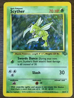 Pokemon TCG Scyther Jungle 10/64 Unlimited Holo Rare LP - Image 1