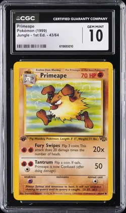 1999 POKEMON JUNGLE 1ST EDITION #43/64 PRIMEAPE CGC 10 GEM MINT - Image 1