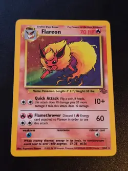 Flareon 3/64 Unlimited Holo Rare Jungle Pokemon LP+ - Image 1