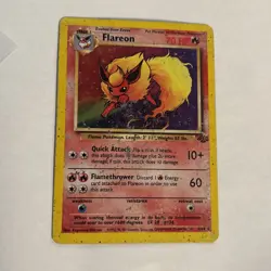Pokemon TCG Flareon Jungle 3/64 Holo Unlimited Holo Rare damaged - Image 1