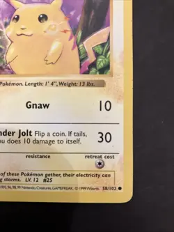 Pikachu – 58/102 – Shadowless Base Set – Yellow Cheeks – Pokemon TCG - Image 4