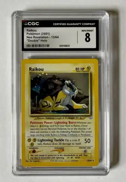 2001 Pokemon Neo Revelation Raikou 13/64 Double Holo CGC 8 NM/Mint Error - Image 1