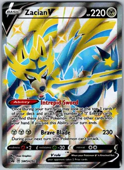 Zacian V (Shiny) SWSH292 HOLO Promo Sword & Shield Promo Pokemon NM - Image 1