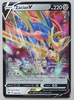 Zacian V 095/159 Holo V Rare Crown Zenith Pokemon Near Mint - Image 1