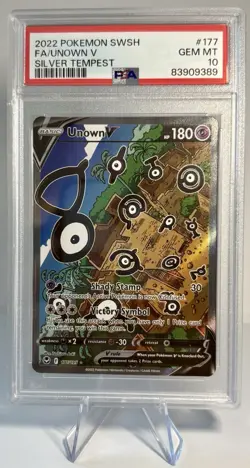 PSA 10 Pokemon SWSH TCG Unown V 177/195 Silver Tempest Alternate Art Rare #177 - Image 1