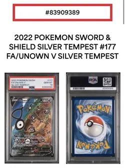 PSA 10 Pokemon SWSH TCG Unown V 177/195 Silver Tempest Alternate Art Rare #177 - Image 3
