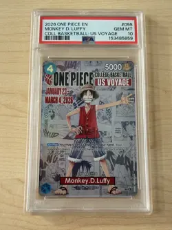 2026 ONE PIECE PROMOS COLLEGE BASKETBALL : US VOYAGE MONKEY D. LUFFY PSA 10 - Image 1