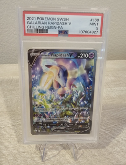 Pokemon Galarian Rapidash V 168/198 Full Art Holo Chilling Reign 2021 PSA 9 - Image 1