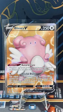 Blissey V 182/198 Chilling Reign Pokemon Card TCG Blissful Blast Natural Cure - Image 1