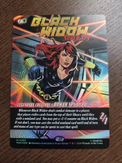 Black Widow Super Spy Borderless Comic Foil Marvel Super Heroes MTG NM - Image 1