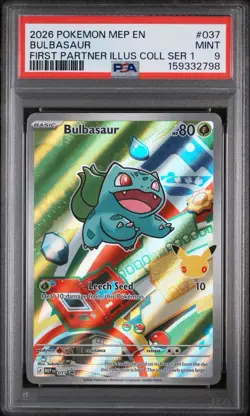 2026 POKEMON MEP FIRST PARTNER ILLUSTRATION COLLECTION #037 BULBASAUR PSA 9 - Image 1