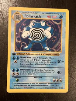 Pokemon TCG Poliwrath 13/102 Base Set Shadowless 1st Ed Holo English 1999 HP - Image 1
