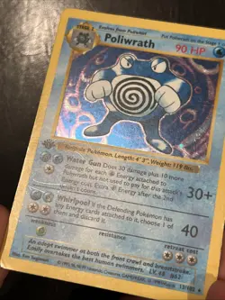 Pokemon TCG Poliwrath 13/102 Base Set Shadowless 1st Ed Holo English 1999 HP - Image 3