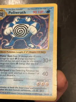 Pokemon TCG Poliwrath 13/102 Base Set Shadowless 1st Ed Holo English 1999 HP - Image 4