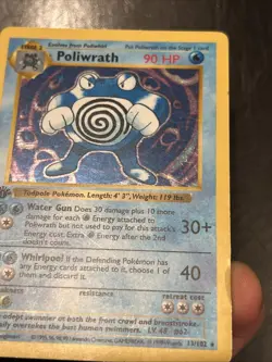 Pokemon TCG Poliwrath 13/102 Base Set Shadowless 1st Ed Holo English 1999 HP - Image 5