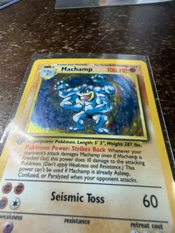 NEAR MINT CLEAN Pokemon Machamp 8/102 1st Edition HOLO Base Set – WOTC 1999 - Image 5