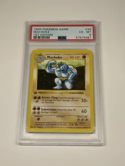 Pokemon Card Machoke 1st Edition Base Set Shadowless 34/102 1999 English PSA 6 - Image 1