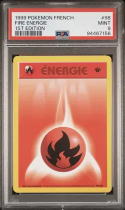 1999 Pokemon FRENCH 1st Edition Base Set Energie Feu-Fire 98/102 PSA 9 MINT - Image 1