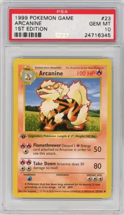 PSA 10 Pokemon TCG 1999 Base Set 1st Edition Shadowless - Arcanine 23/102 - Image 1