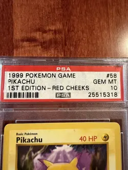 1999 POKEMON BASE SET 1ST EDITION SHADOWLESS #58/102 PIKACHU RED CHEEKS PSA 10 - Image 2